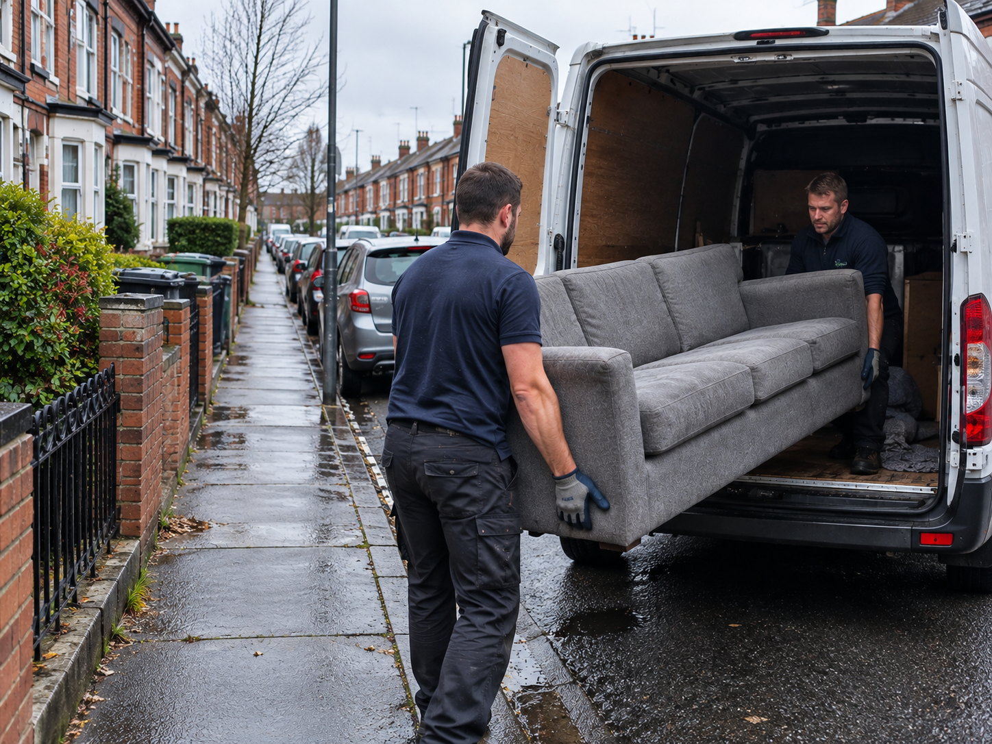 Driver loading a sofa man with a van Liverpool